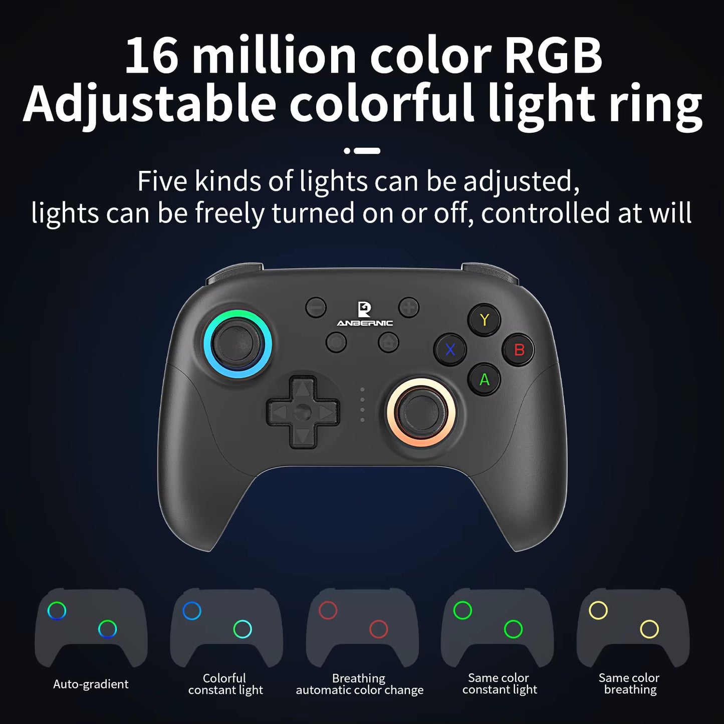 ANBERNIC RG P01 Gamepad Wireless Gaming Controller  Trigger Joystick Macro Key RGB Breathing Light for Switch PC Android IOS