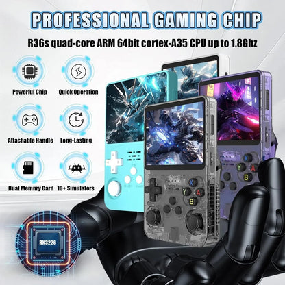 64GB R36S Retro Handheld Games Console Linux System Boy Gift Video Gaming Console 20000 Games Portable Video Player