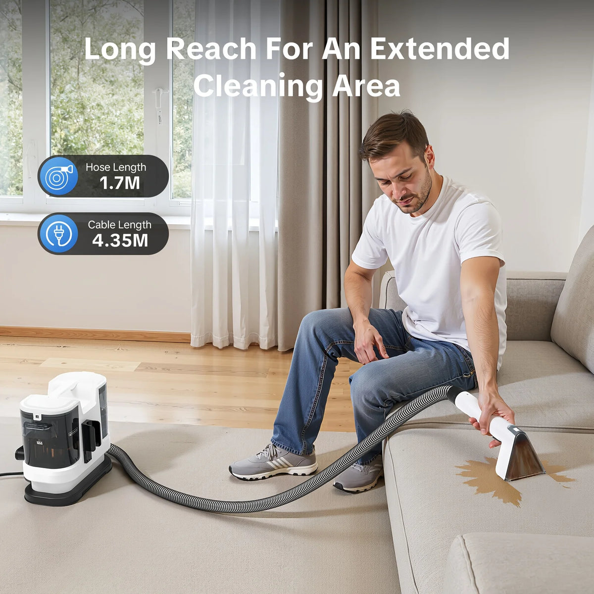 Lubluelu V8 Instant Heated Carpet Cleaner with 15Kpa Suction Power and Self-Cleaning Function for Effective Pet Stain Removal on Car, Couch, Rug, and Spot Cleaning