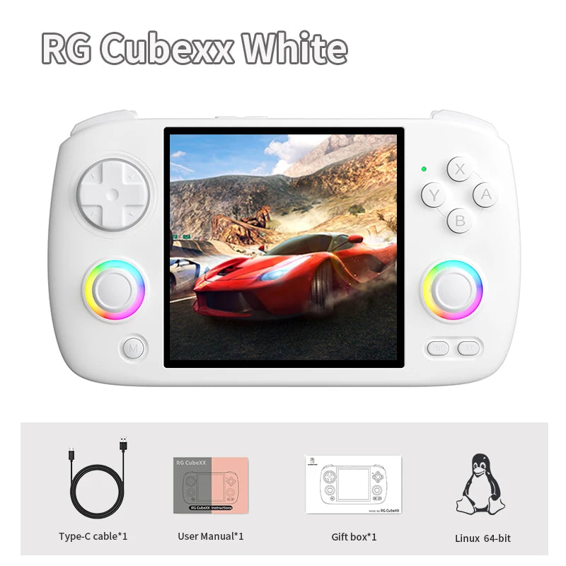 RG Cubexx Retro Handheld Game Console 3.95" IPS 720*720 Screen Linux 64Bit Support Wifi Bluetooth Streaming Video Games