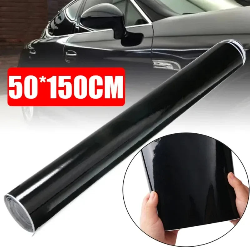 Gloss Black Self-Adhesive Vinyl Wrap for Automotive Applications - 150 x 50 cm Color Changing Film
