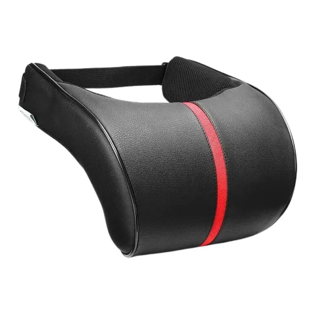 Adjustable Breathable Memory Foam Car Headrest and Neck Pillow with Leather Finish, Includes Car Waist Pad - Automotive Decorative Accessories