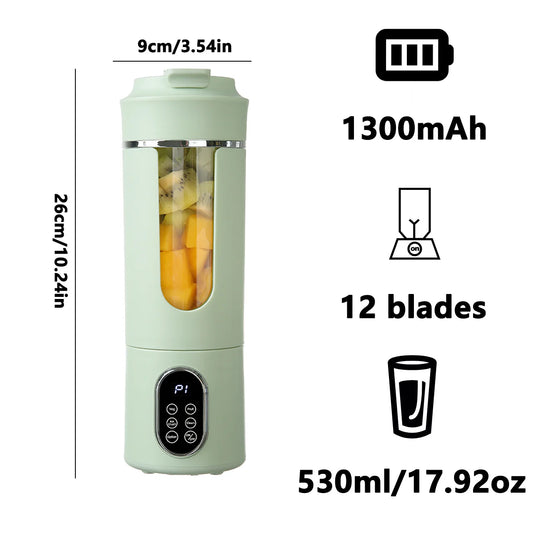 Portable 580ML Juice Maker and Blender with 8 Blades - Durable 2-in-1 Extractor for Smoothies and Shakes