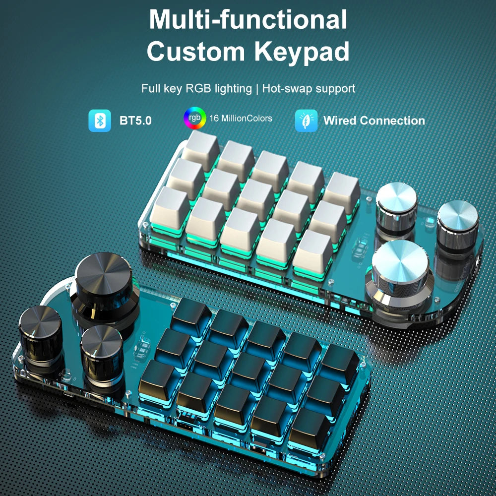 Programming Custom Bluetooth Macro Keyboard RGB Mechanical Keyboard for Mechanical Hotswap Macropad Photoshop Gaming Keypad