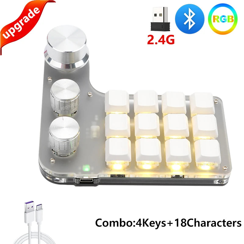 USB Custom Keyboard Macro 6/21 Key 1 Knob Programming RGB Bluetooth Gaming Photoshop Hotswap Mini Mechanical Bluetooth Keyboard