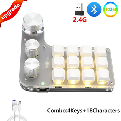 USB Custom Keyboard Macro 6/21 Key 1 Knob Programming RGB Bluetooth Gaming Photoshop Hotswap Mini Mechanical Bluetooth Keyboard