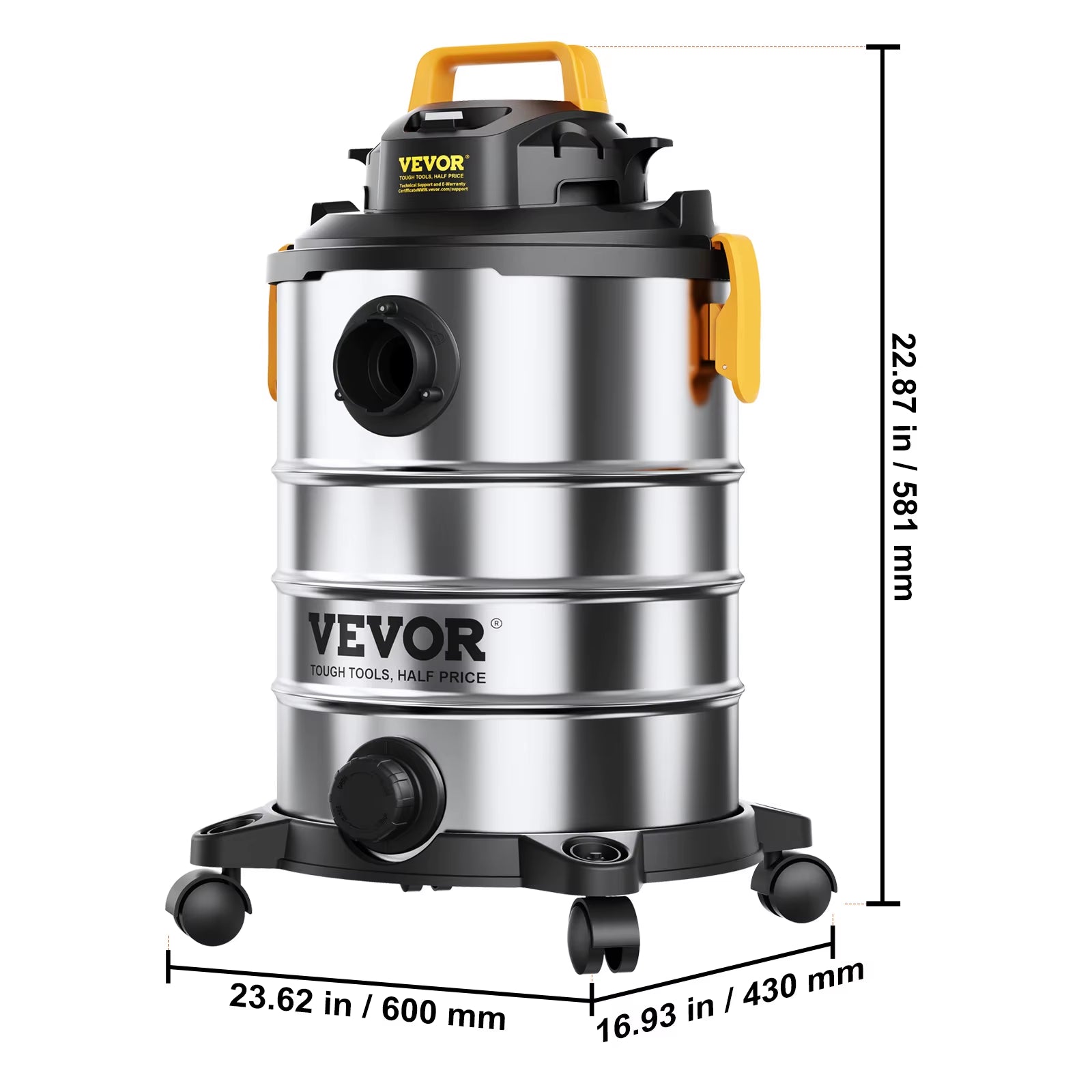 Stainless Steel Wet Dry Shop Vacuum Wet Dry Vac Powerful Suction Small Shop Vac Perfect for Carpet Debris Pet Hair