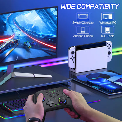Q218 Wireless Switch Controller for Nintendo Switch/Oled/Lite/Android/Ios/ PC with Programmable,Turbo,6-Axix Gyro