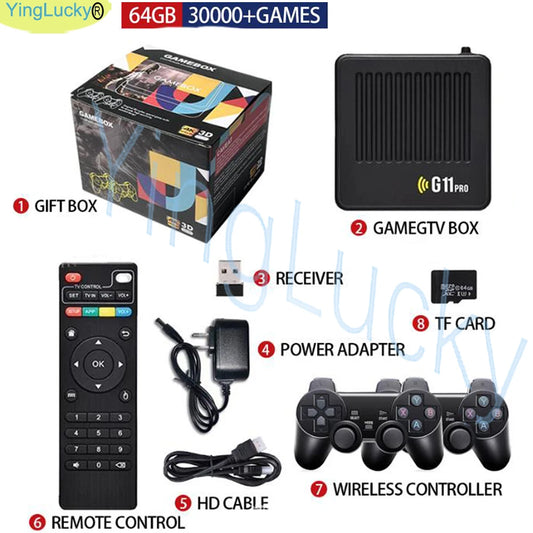 G11 Pro Game Box TV Box Video 256G Built in 60000+ Retro Games 4K HD Game Stick Video Game Console 2.4G Wireless Gamepad for PS1