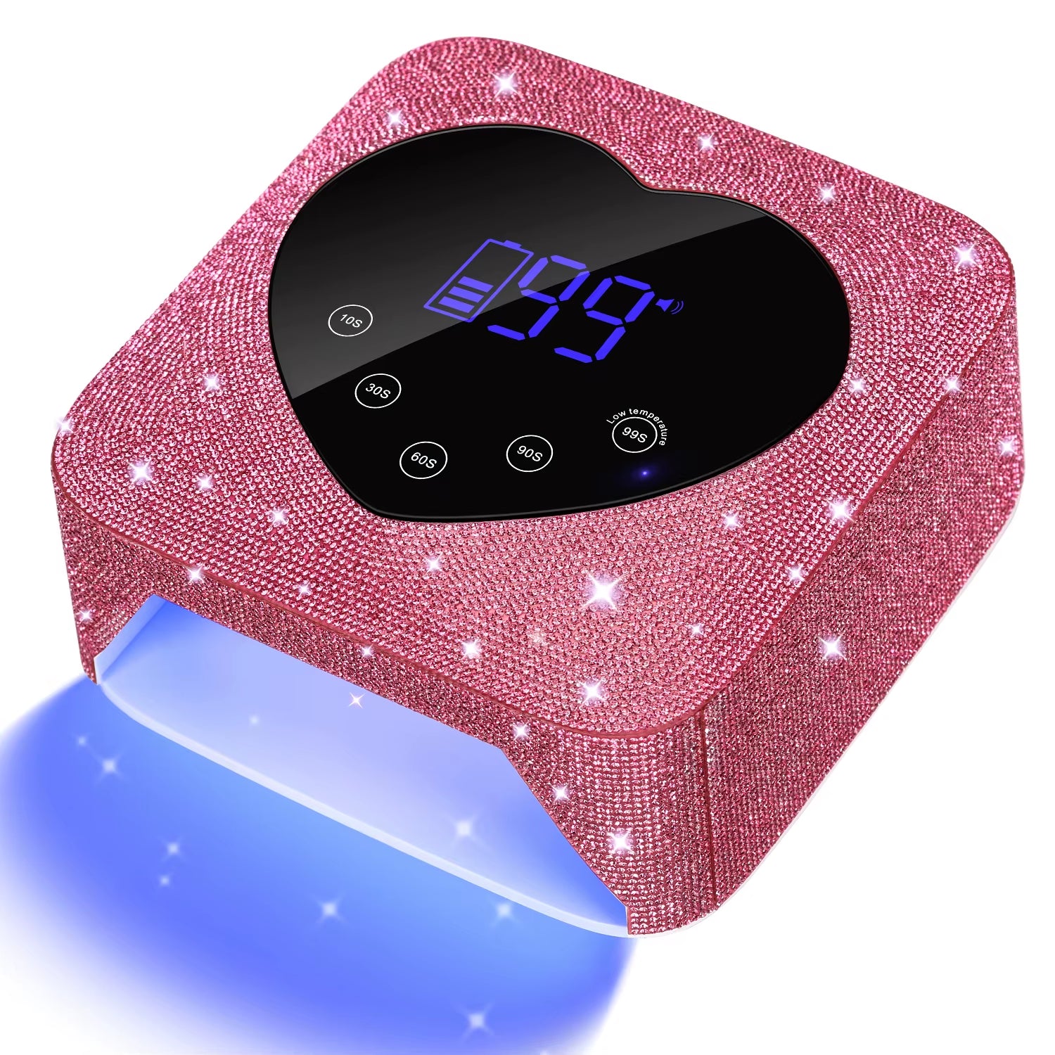Rechargeable UV LED Nail Lamp 72W Cordless UV Light for Nails with Rhinestone Heart Shaped Manicure Pedicure Machine Nail Tools