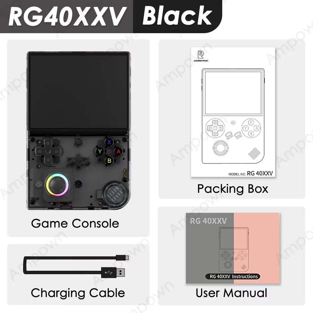 RG40XXV Handheld Game Console 4'' IPS Screen Video Output Joystick RGB Lighting Effect Streaming RG 40XXV E-Book Player