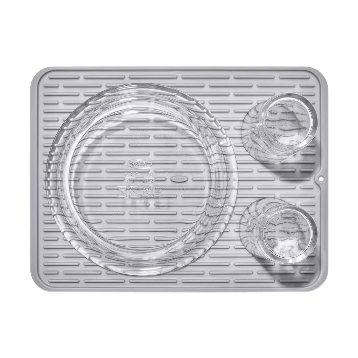 Large Gray Silicone Dish Drying Mat - Dishwasher-Safe Drying Rack, 16.9" x 12.5