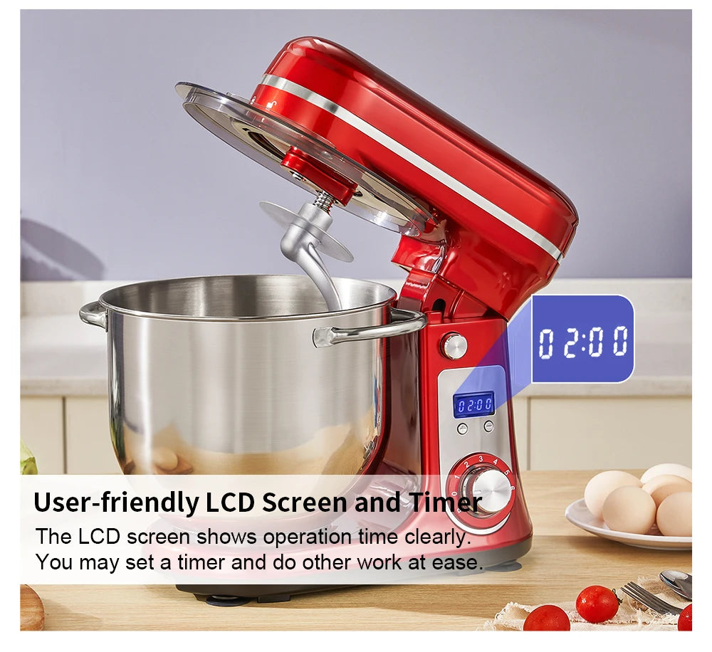 Biolomix Professional Kitchen Stand Mixer with Quiet Motor, 6-Speed Settings, 1200W Power, 6L Capacity, and Cream Egg Whisk Attachment
