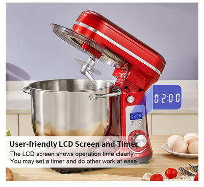 Biolomix Professional Kitchen Stand Mixer with Quiet Motor, 6-Speed Settings, 1200W Power, 6L Capacity, and Cream Egg Whisk Attachment