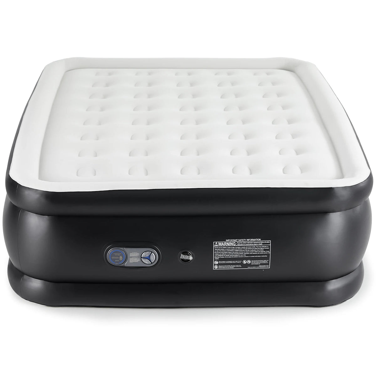 MCQ Queen Air Mattress 22-Inch Inflatable Bed with Integrated High-Capacity Pump for Home and Camping Use