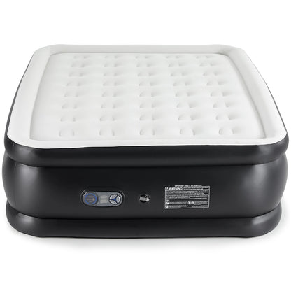 MCQ Queen Air Mattress 22-Inch Inflatable Bed with Integrated High-Capacity Pump for Home and Camping Use