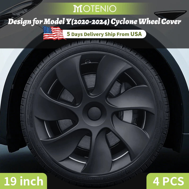 4-Piece Wheel Cap Set for Tesla Model Y (2020-2024) 19-Inch Hubcap Replacement Accessories
