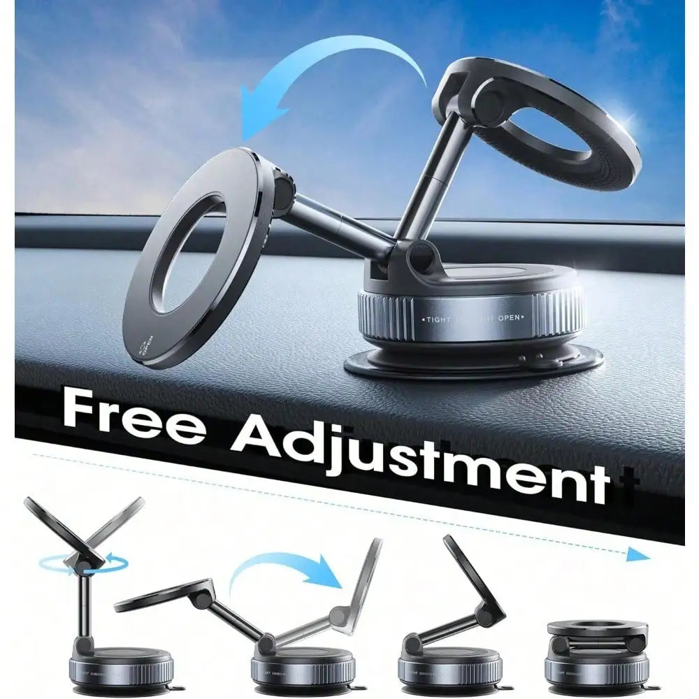 Upgraded 360° Nano Gel Vacuum Magnetic Phone Holder for Car - Suction Cup Mount Compatible with iPhone 17 Pro Max