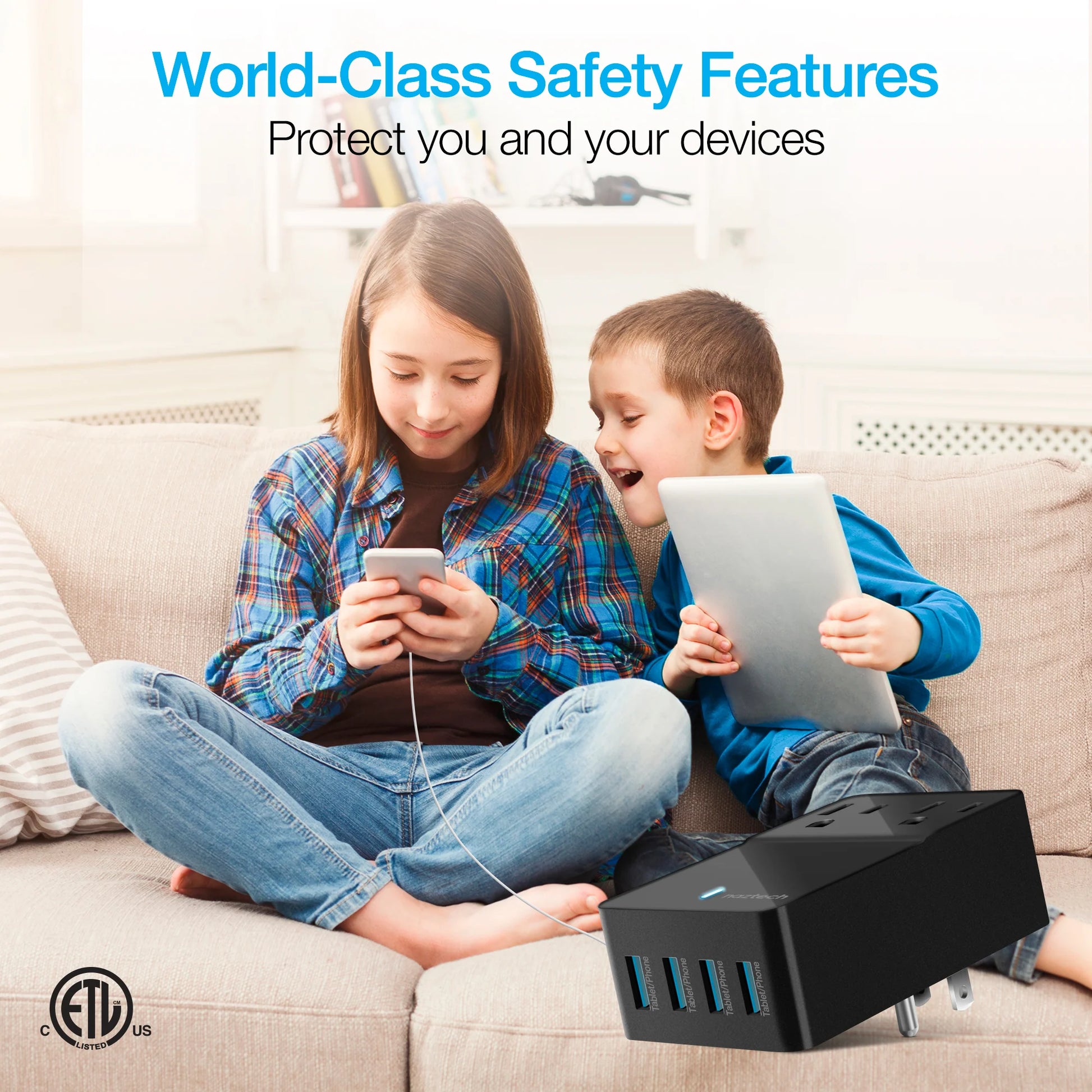 Naztech Fast Multi-Device Charger- 2 Outlets + 4 USB Port