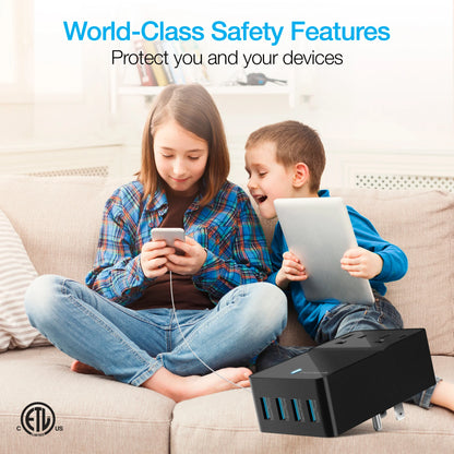 Naztech Fast Multi-Device Charger- 2 Outlets + 4 USB Port