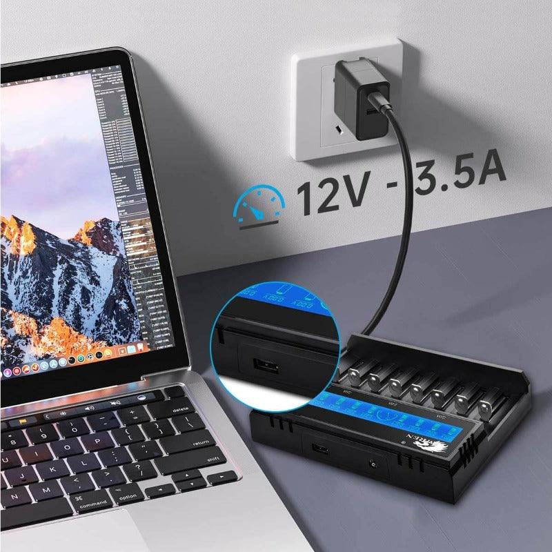8-Slot with LCD Screen Display Intellegent Rechargeable Li-Ion Battery Charger Universal Flashlight RC Toys Home Tools Battery Charger 4 Slots for Li-Ion 18650 21700 26650 AA AAA Batteries Cell