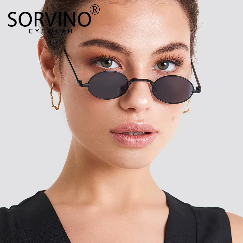 Skinny Steampunk Oval Sunglasses 2020 Women Vintage Small Steam Punk Goggles Designer Gold Tiny Sun Glasses Shades SN229