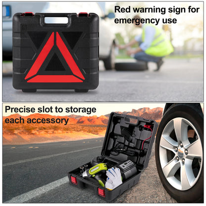 Succebuy 4-in-1 Portable Electric Car Jack with Hydraulic Lift, Impact Wrench, Tire Compressor, and LED Light for Automotive Repair