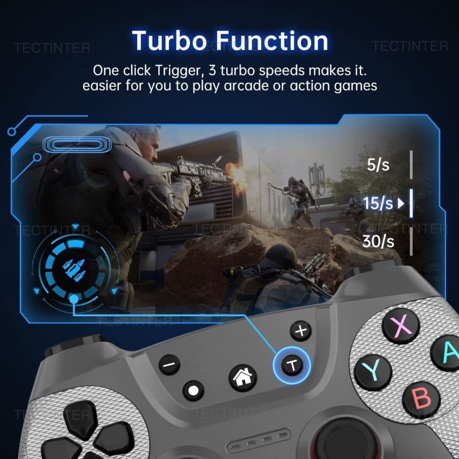 TECTINTER Support Bluetooth Wireless Controller Compatible / Oled Android Gamepad USB Joystick Control