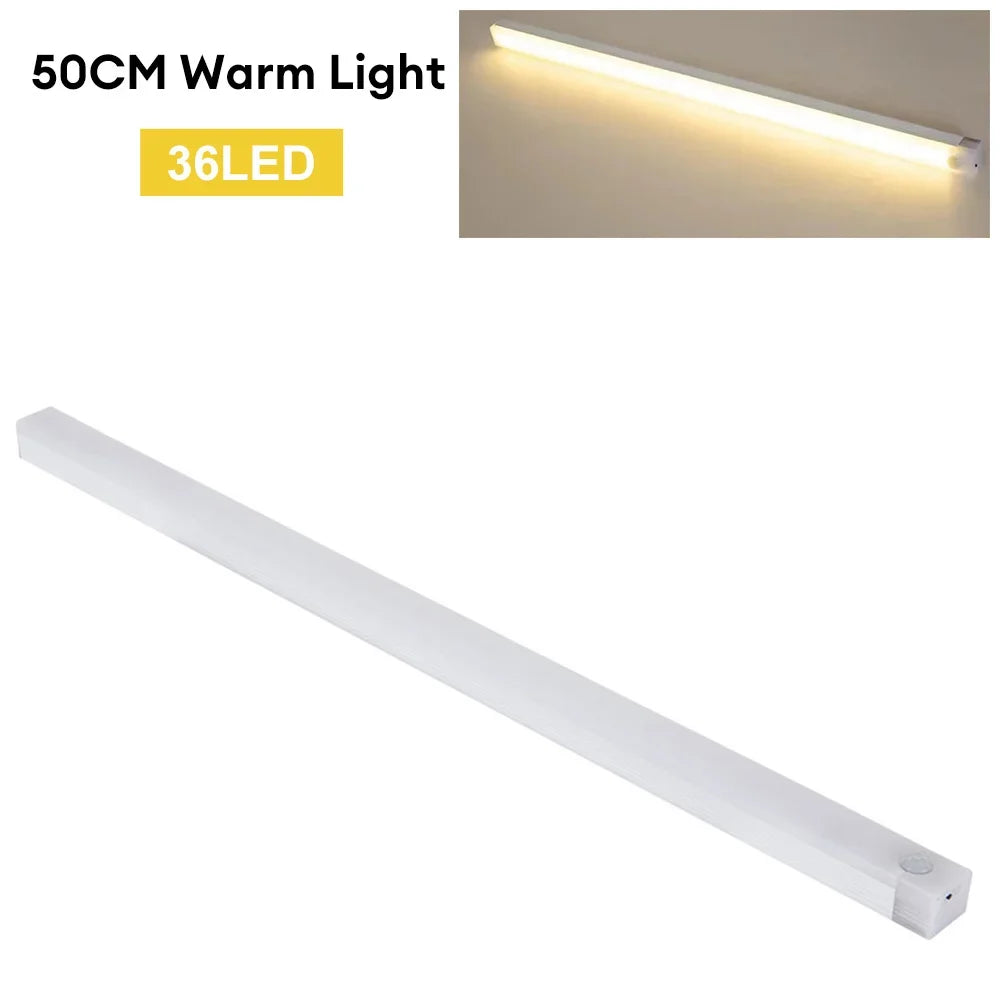 Wireless LED Motion Sensor Night Light - Rechargeable Type C Cabinet and Wardrobe Lamp for Staircase and Kitchen Backlighting