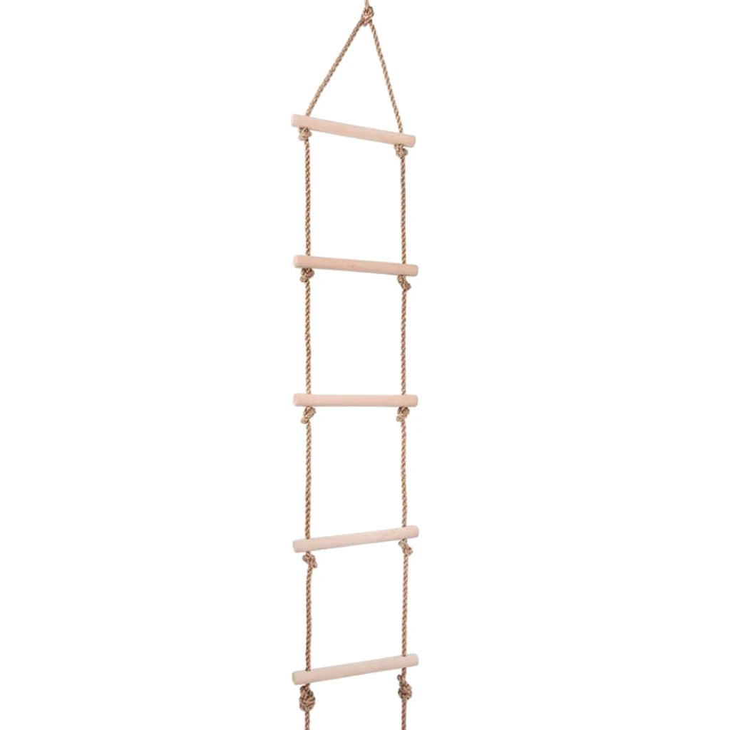 Children's Wooden Climbing Rope Ladder - 5-Level Indoor and Outdoor Swing Playground Toy