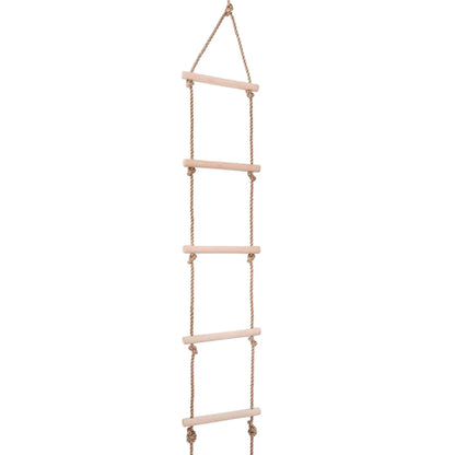 Children's Wooden Climbing Rope Ladder - 5-Level Indoor and Outdoor Swing Playground Toy