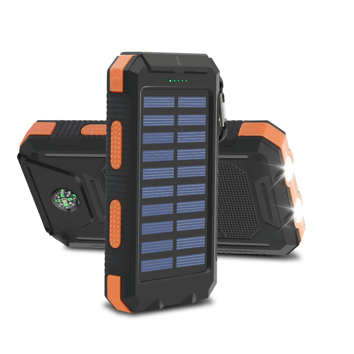 20,000mAh Solar Power Bank - High Capacity Portable Charger with Fast Charging, Built-In Li-Polymer Battery, and LED Light for iPhone and Samsung Devices