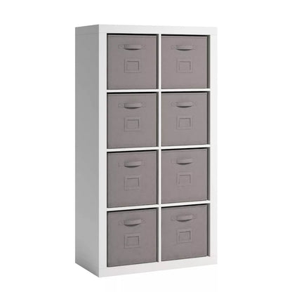 57.87" 8 Cubbies Stow Away Organizer White - Sauder: Storage Bookcase with Metal Hardware