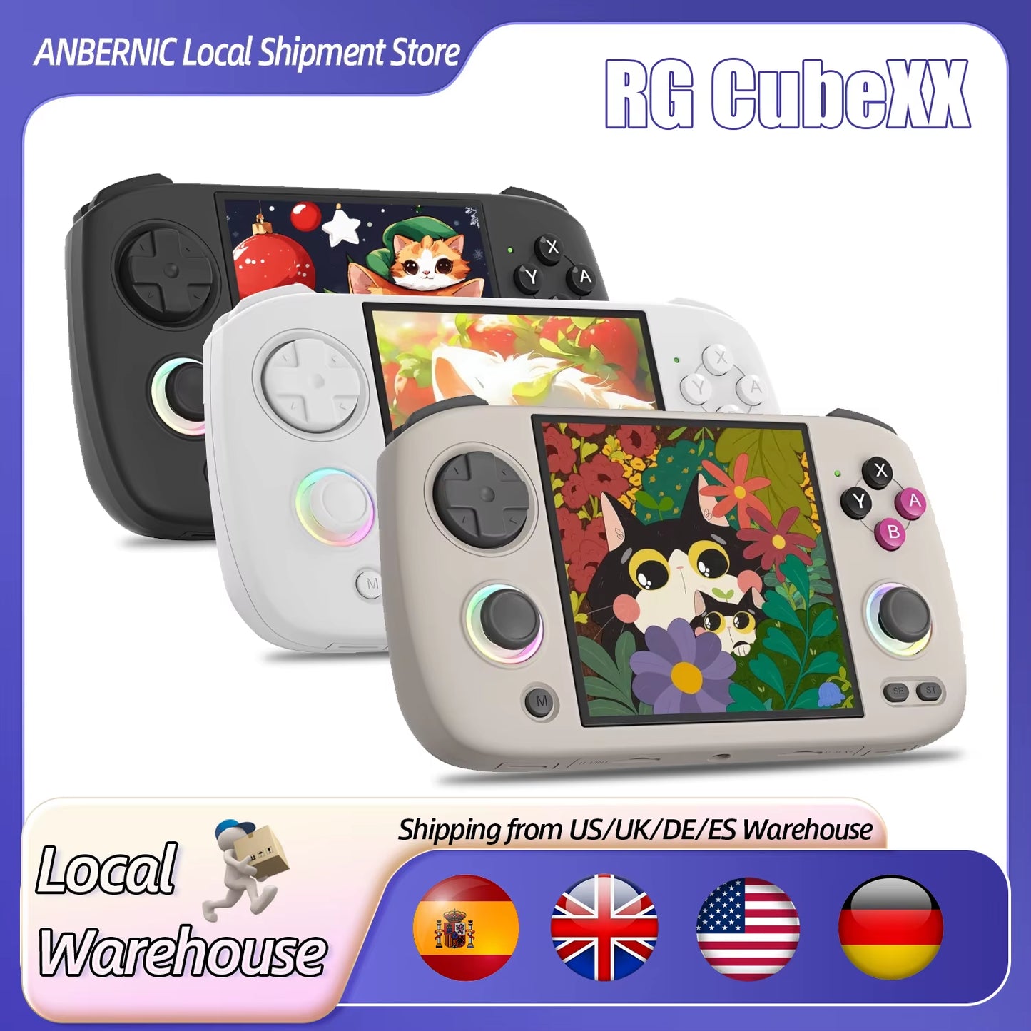 RG Cubexx Retro Handheld Game Console 3.95 Inch IPS Screen Linux System Built-In 64G TF Card 5056 Games Support HD Out