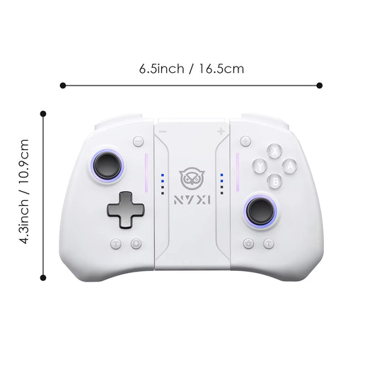 Hyperion Pro Hall Joystick Wireless Game Controller White Gamepad with RGB Lights for Nintendo Switch