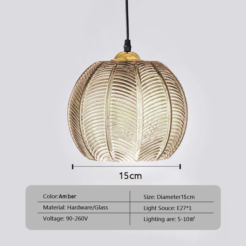 Nordic Glass Pendant Light Green Leaf Pattern Lighting for Living Room Dining Room Hotel Study Bedroom Indoor Decorative Fixture