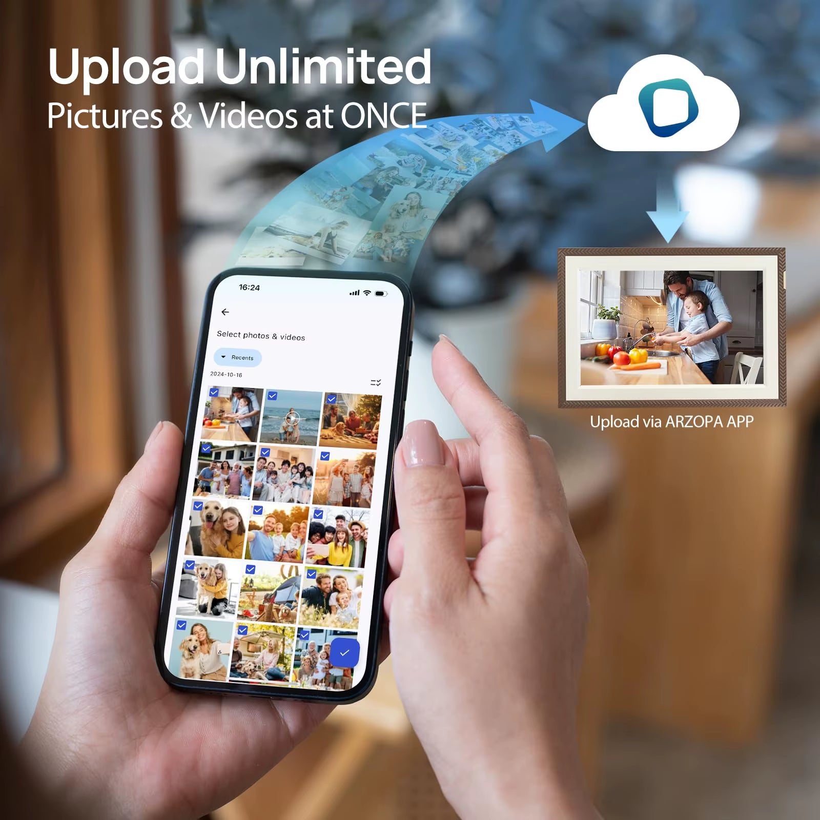 New  Digital Picture Frame 10.1 Inch Smart Wifi Digital Photo Frame 32GB with 1280X800 IPS Touch Screen,D10