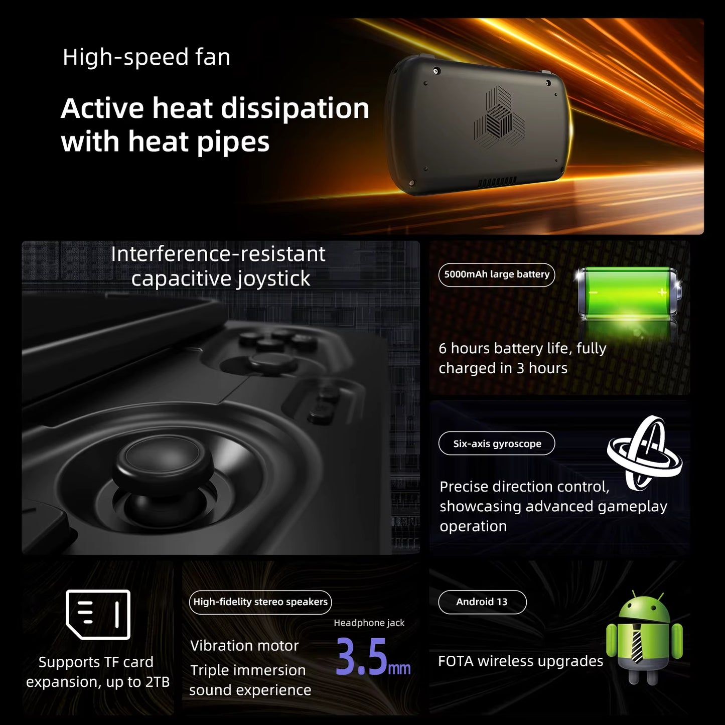 RG Slide Retro Handheld Game Console 4.7" LTPS In-Cell Android Video Gaming Player Supports AI Assistant 1080P-Port Out