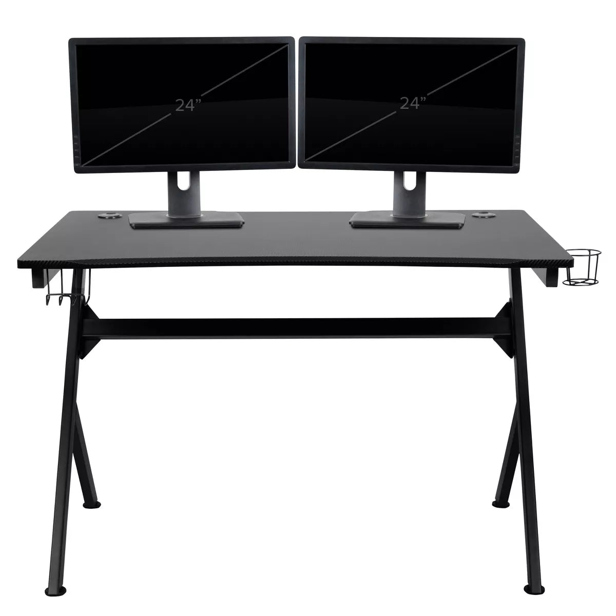 Gaming Desk Black: Laminate Surface, Metal Frame, Easy Adult Assembly