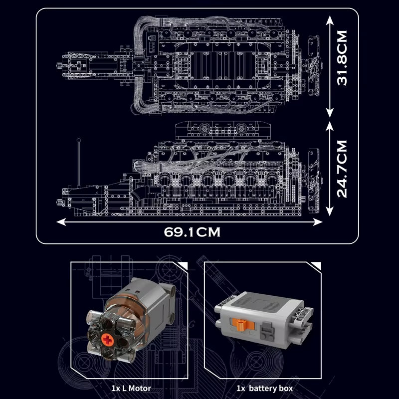 Mould King 10169 the Speed Car V12 Engine Building Block Technical Car Engine Toys Assembly Engine Brick Set Kids Christmas Gift