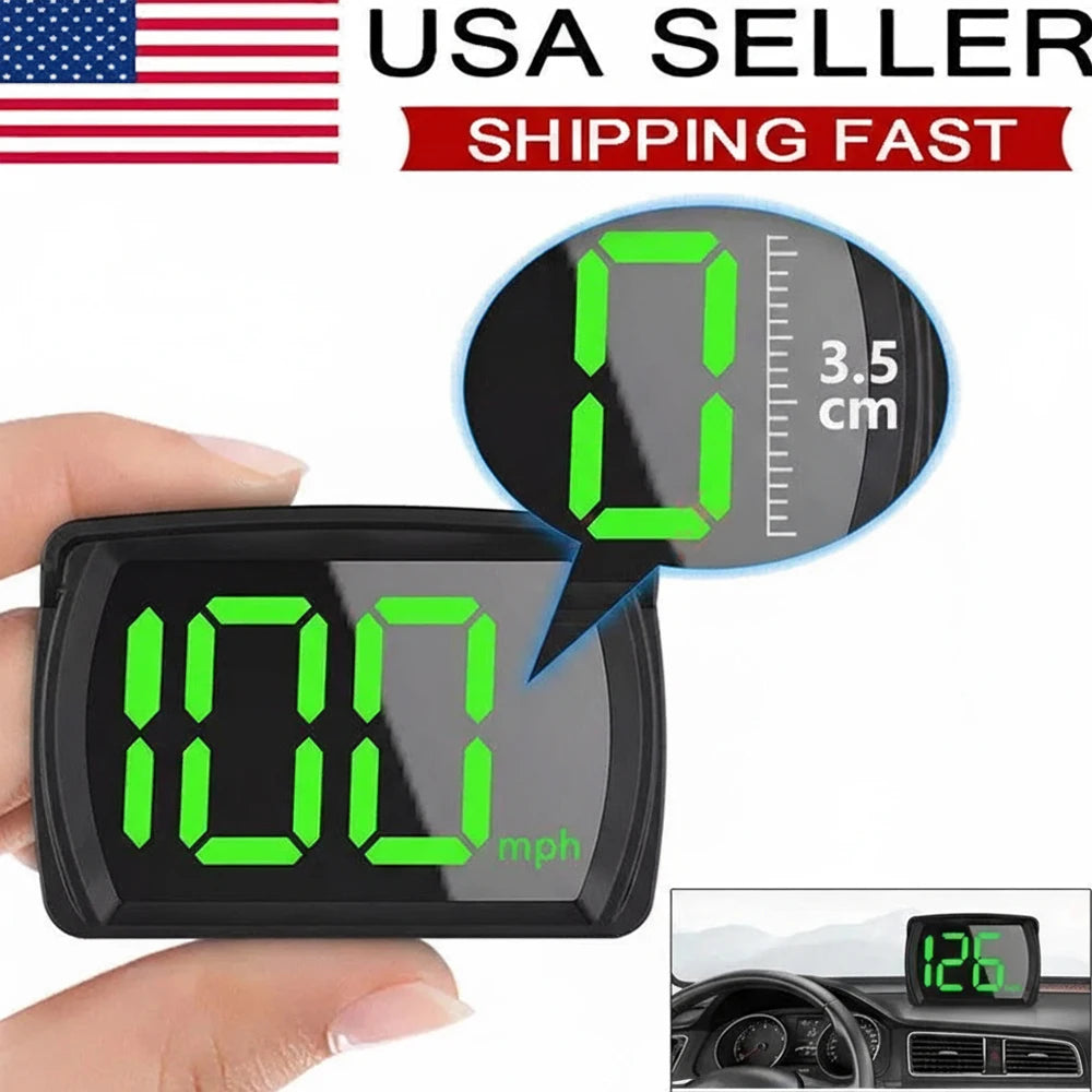 Universal Car GPS Digital HUD Speedometer with Dual Chips - KMH/MPH Reminder Meter, HD LCD Display, Plug and Play for All Vehicles - Model PH043