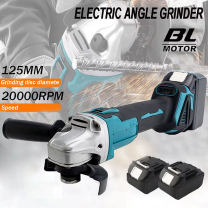 125MM Brushless Electric Angle Grinder with Variable Speed - M14 Cutting Tool for Woodworking Compatible with Makita 18V Battery