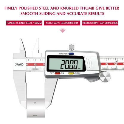 Digital Caliper,Stainless Steel Construction with Large LCD Screen,150Mm/0-6 Inches,Industrial Grade, High-Precision Tool
