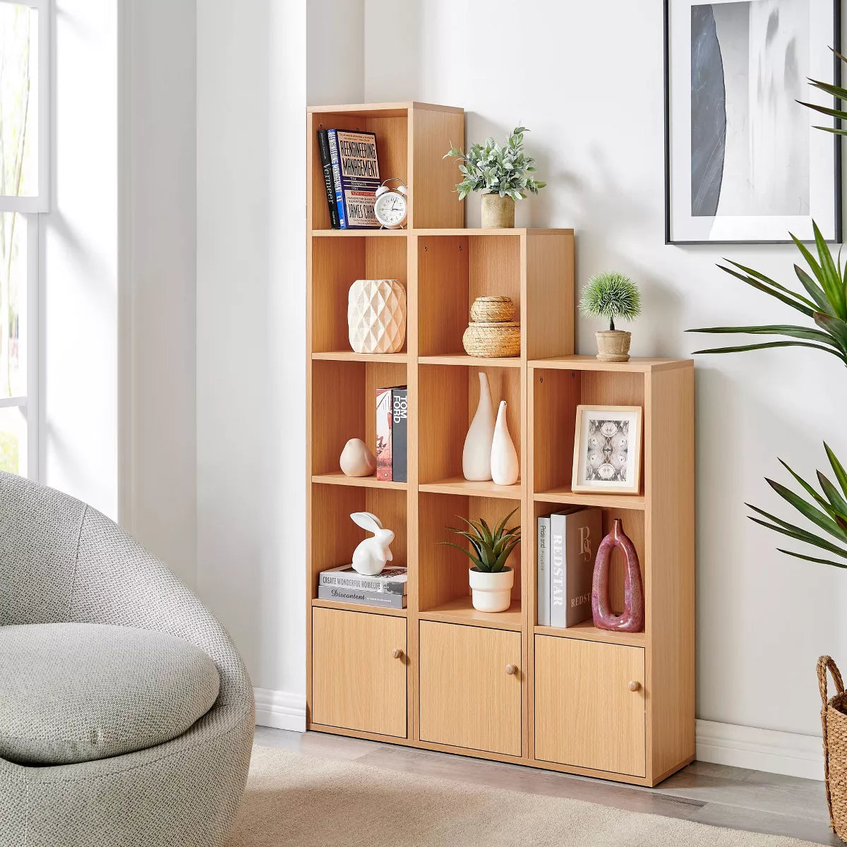 59" Set of 3 Slim Cube Shelf Unit Towers