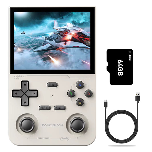 Open Source K36 Retro Handheld Video Game Console 16000 Games Emulator for PS1/PSP/DC/N64/SS 500Nit 3.5 Inch IPS Screen