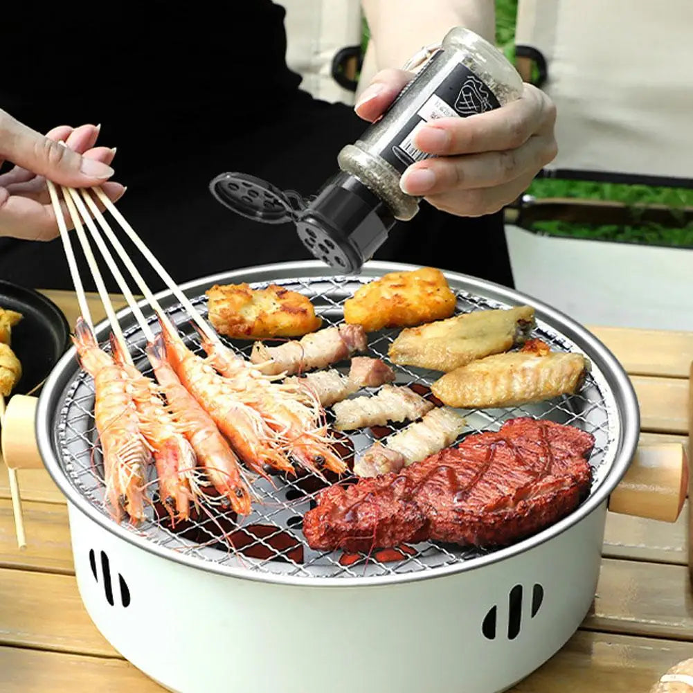 Steel Barbecue Grill Korean Charcoal Stove Split BBQ Stove round Non-Stick Barbecue Rack for Outdoor Camping