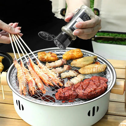 Steel Barbecue Grill Korean Charcoal Stove Split BBQ Stove round Non-Stick Barbecue Rack for Outdoor Camping