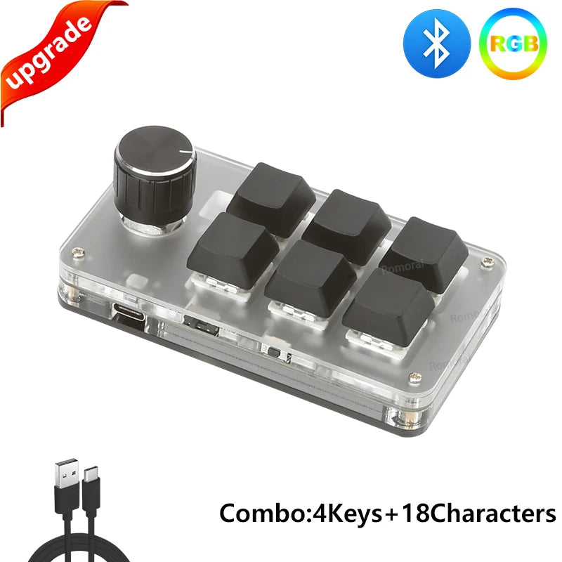 USB Custom Keyboard Macro 6/21 Key 1 Knob Programming RGB Bluetooth Gaming Photoshop Hotswap Mini Mechanical Bluetooth Keyboard