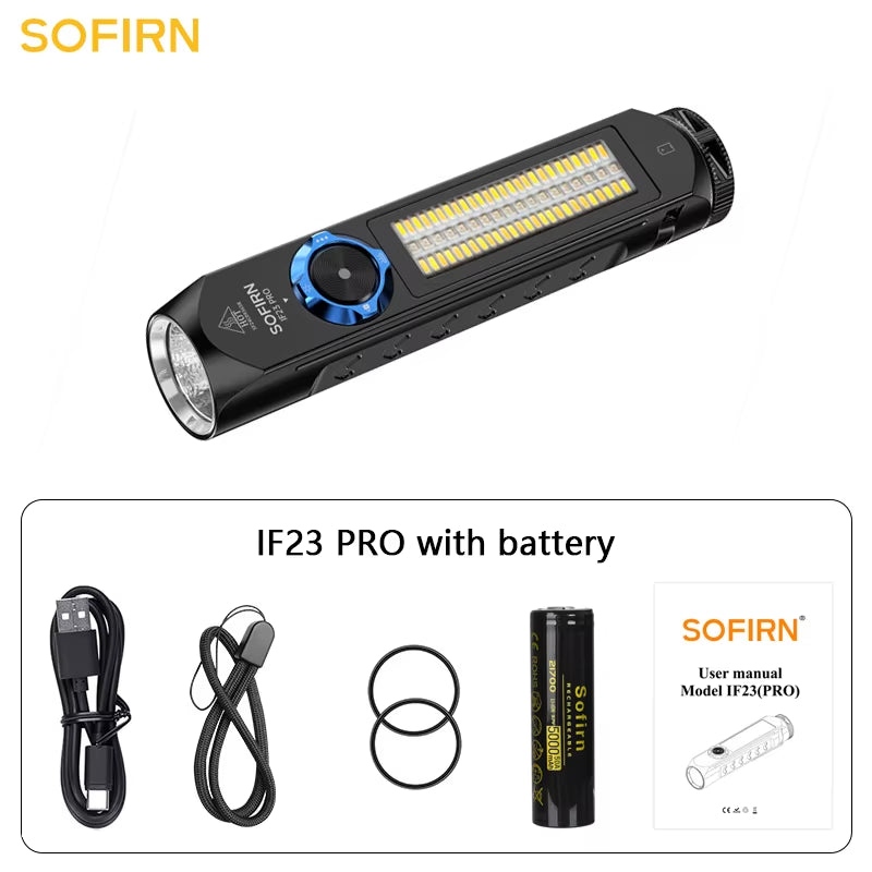 IF23 PRO 5000Lm Flashlight XHP70B Led Rechargeable USB C Super Bright EDC Torch with RGB Magnet for Outdoor Emergency