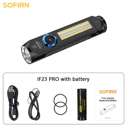 IF23 PRO 5000Lm Flashlight XHP70B Led Rechargeable USB C Super Bright EDC Torch with RGB Magnet for Outdoor Emergency